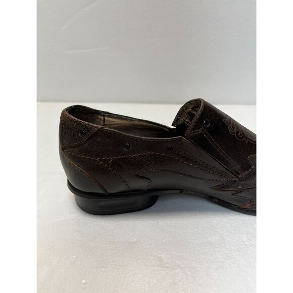 Mark Nason Brown Leather Slip-On Mens Dress Shoes‎ Size 10.5 With Western Design - Picture 11 of 14